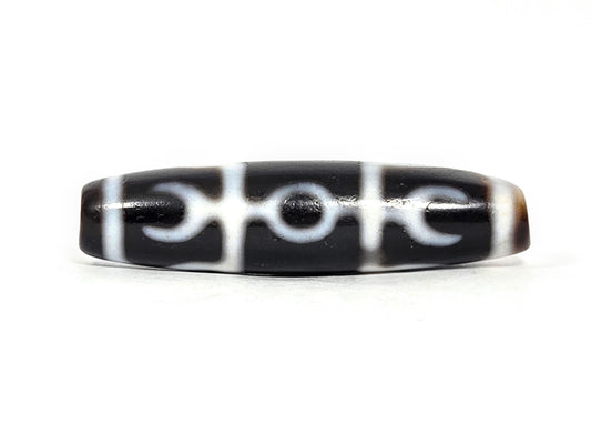 Guru Rinpoche Scepter At-071426-GRS 46.2×11.5mm pitch-black agate face A — scepter motif, white etching, unretouched.