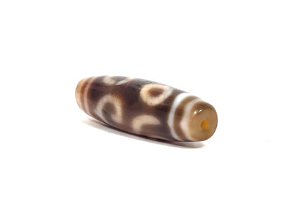 At-090626-4EDC antique four eye dharma conch dzi angled drill end A warm orange agate end cap clean hole unretouched