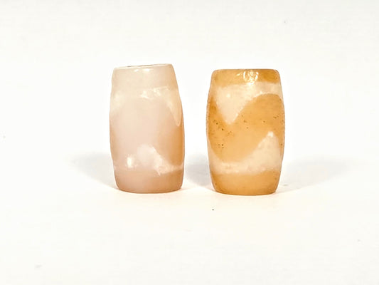At-073026-WPair antique wave dzi pair pale peach & honey agate 17mm face view both beads unretouched