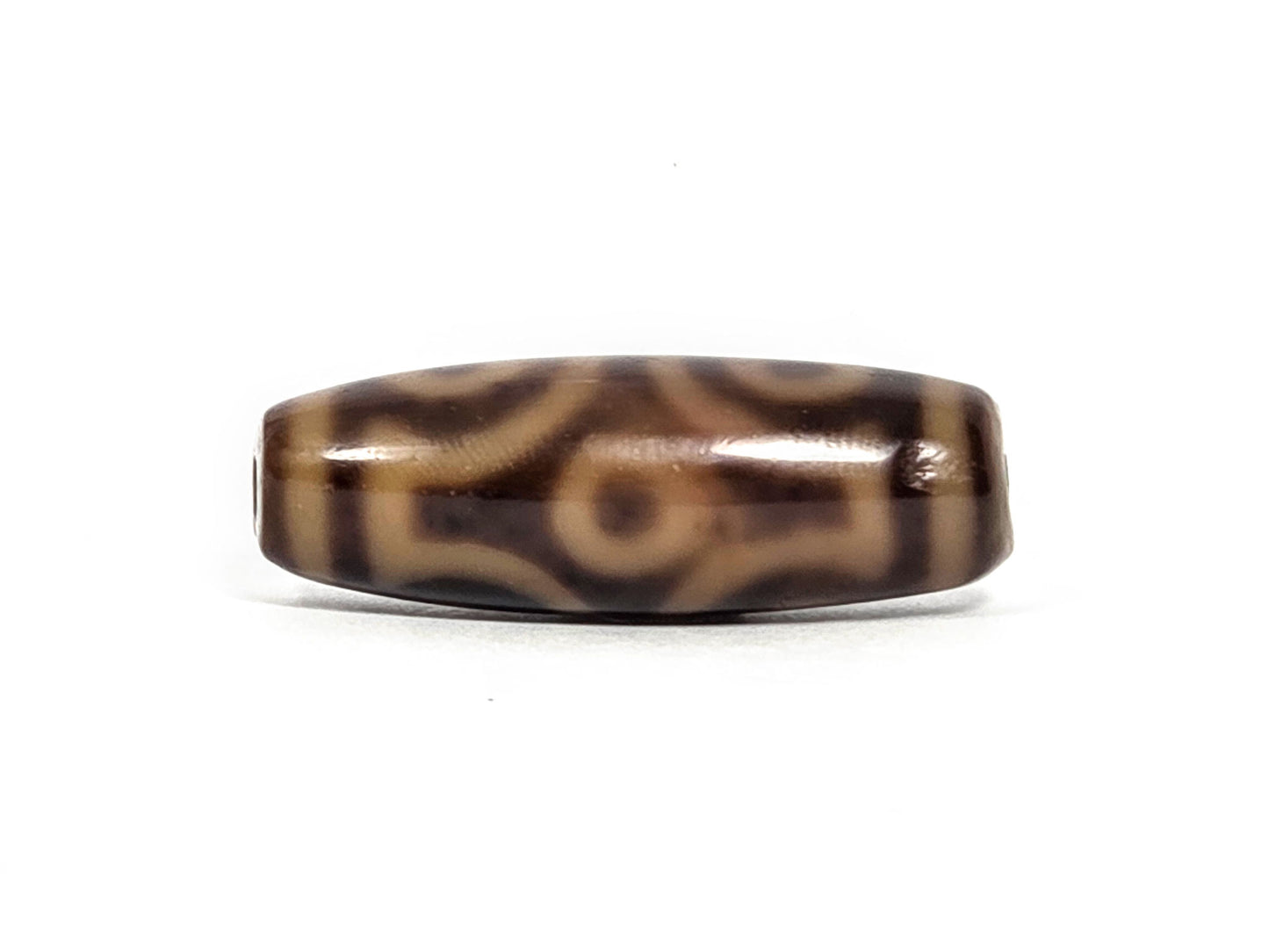 At-082326-6EMD antique six eye dzi bead 36.4x12.5mm 90-degree rotation cream wave lines dark brown agate unretouched
