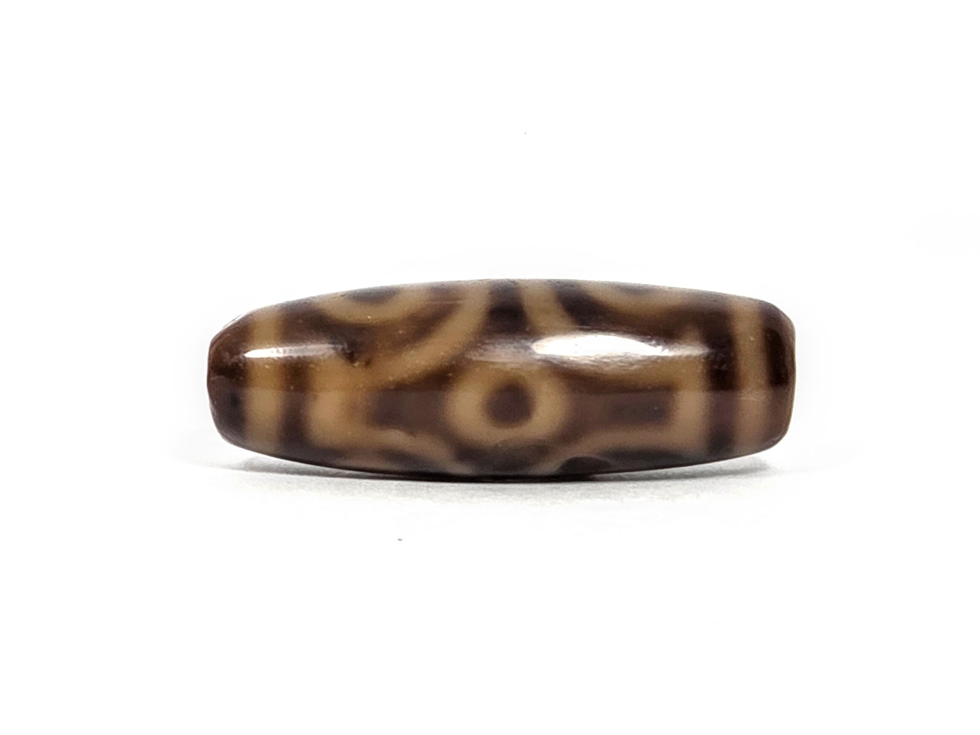 At-082326-6EMD antique six eye dzi bead second 90-degree rotation organic cream motif field dark brown unretouched