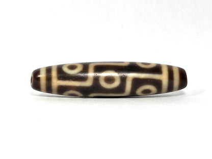 At-090326-9E antique nine eye dzi dark brown agate face B nine eyes cream grid connector lines, unretouched