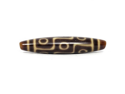 At-082326-9E antique nine eye dzi 60.6mm dark brown agate 90-degree rotation cream-tan eye row unretouched