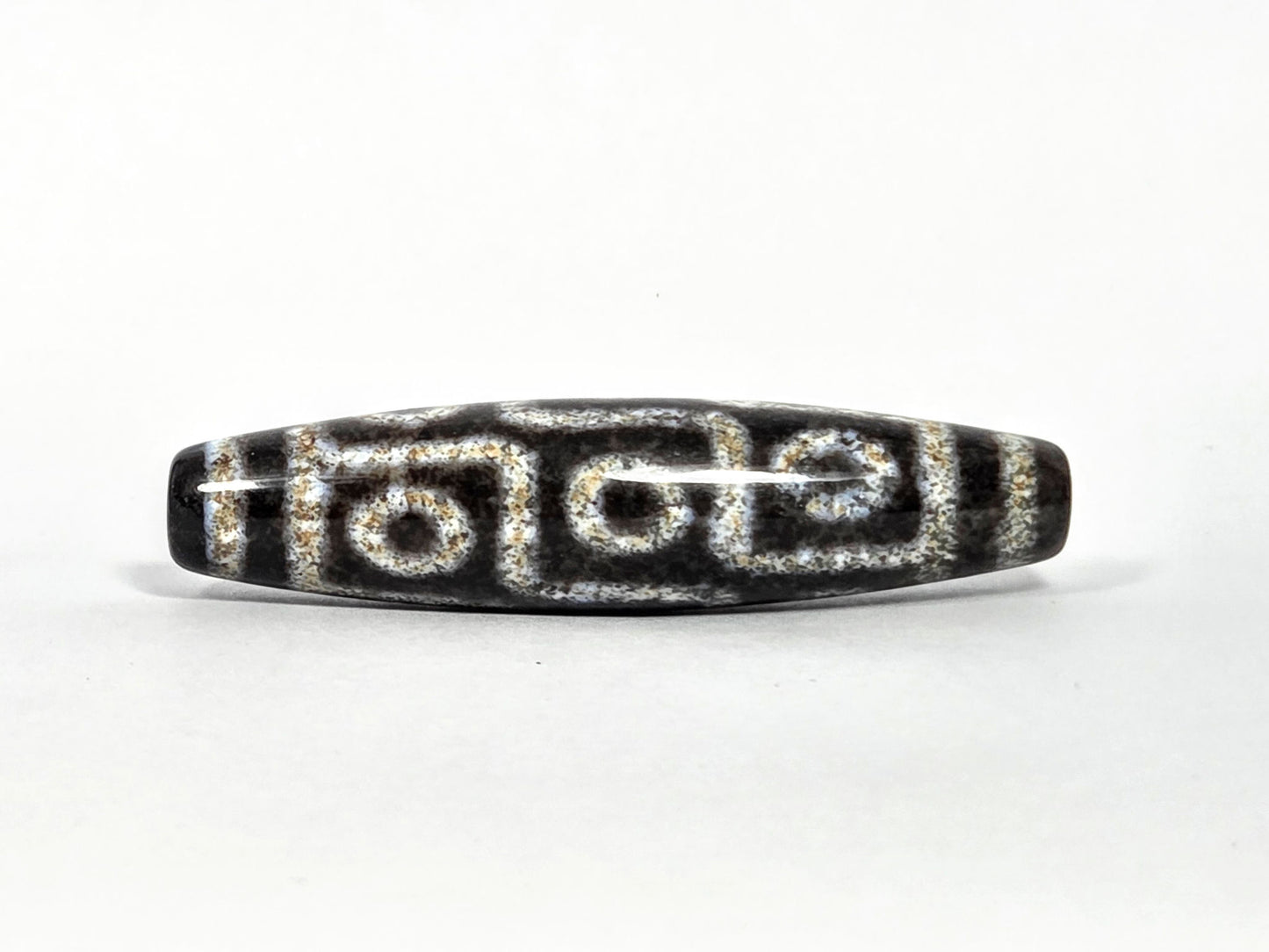 N-082326-9EBS new nine eye dzi bead pitch-black agate 90-degree rotation cream eye sequence unretouched