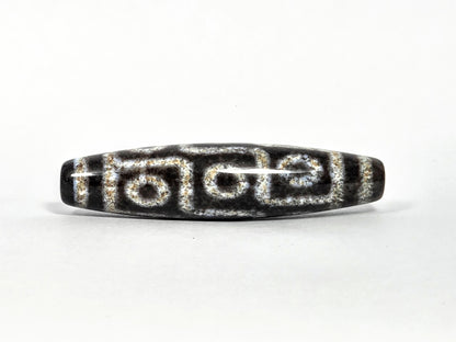 N-082326-9EBS new nine eye dzi bead pitch-black agate 90-degree rotation cream eye sequence unretouched
