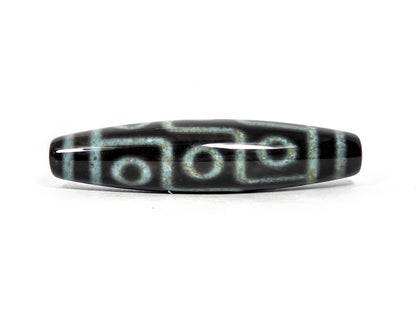 N-082326-9EBS2 new nine eye dzi bead pitch-black agate blue-grey etching 90-degree rotation unretouched