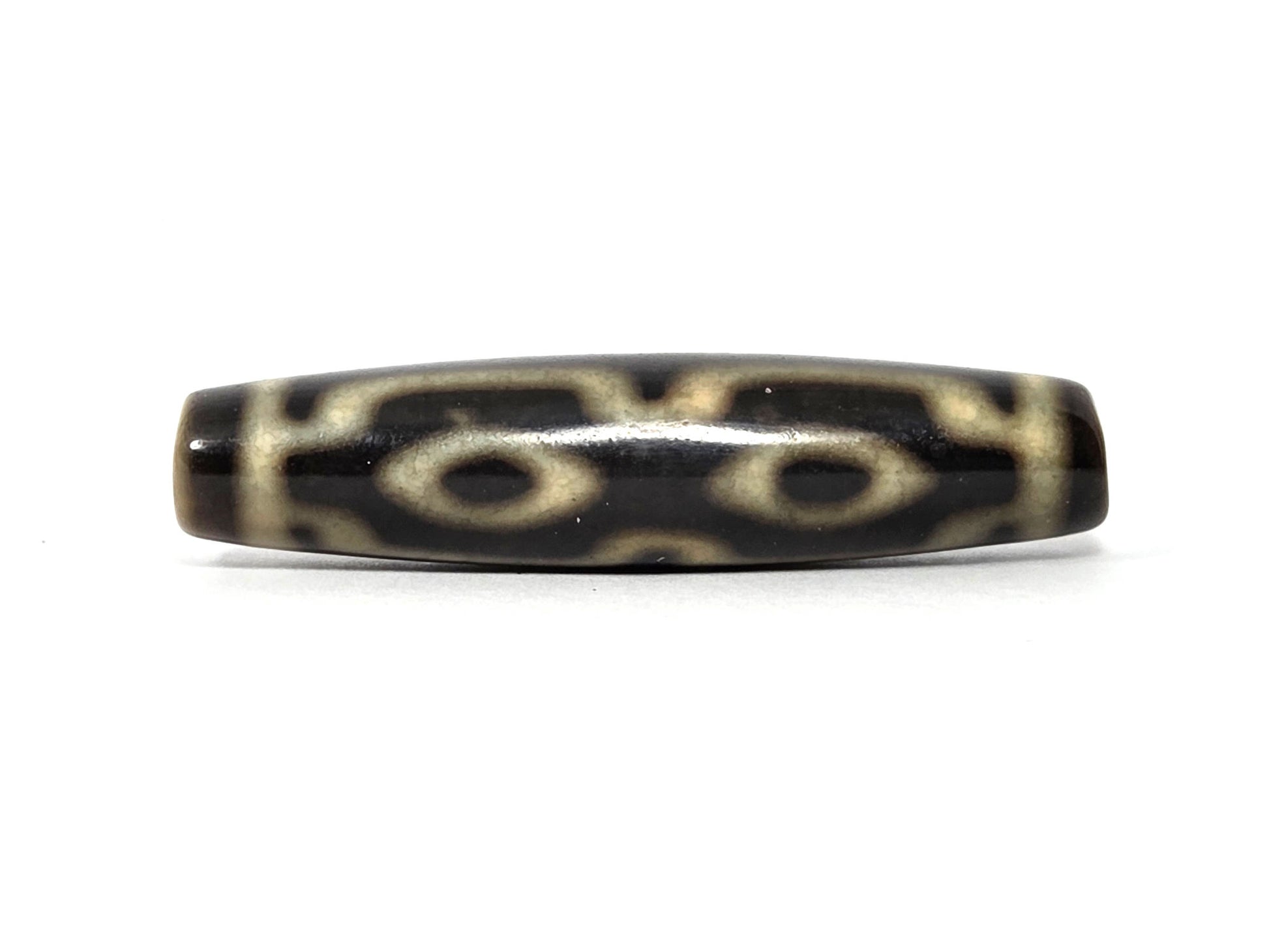 N-090526-4EV3 new four eye variant dzi dark brown honey agate face B almond eyes double row, unretouched
