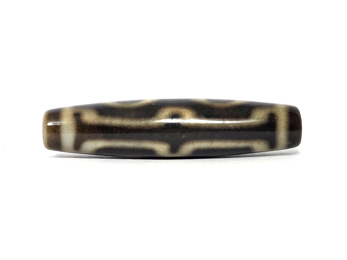 N-090526-4EV3 new four eye variant dzi dark brown honey agate opposite 90-degree turn bracket pattern, unretouched