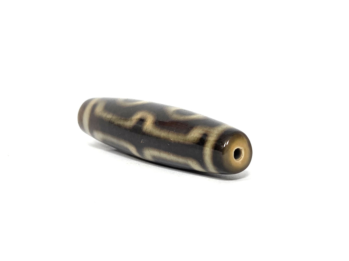 N-090526-4EV3 new four eye variant dzi dark brown honey agate angled drill end warm honey cap, unretouched