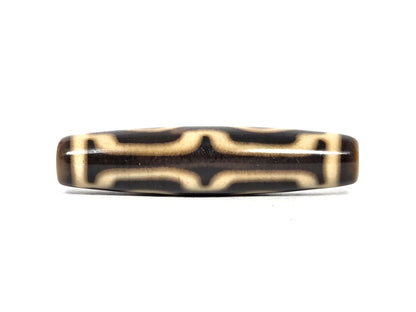 N-090526-4EV4 new four eye variant dzi cream dark brown agate 90-degree turn bracket line pattern, unretouched
