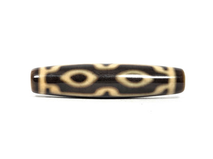 N-090526-4EV4 new four eye variant dzi cream dark brown agate face B almond eyes broad cream fields, unretouched