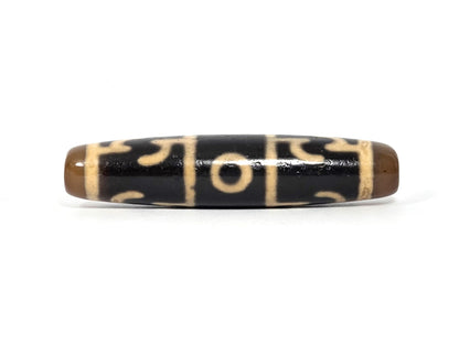N-090526-3EGRP new Guru Rinpoche three eye dzi 58.6×12.9mm black agate face A combined motif, unretouched