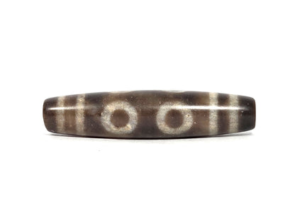 N-090326-6E new six eye dzi brown-grey agate face B two eyes muted iris rings, unretouched