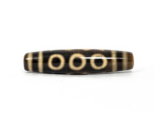 N-090126-5E new five eye dzi 57.3x13.2mm dark brown agate three eyes primary face unretouched