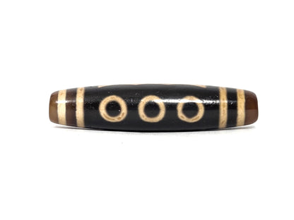 N-090126-5E2 new five eye dzi 56.3x13.2mm pitch-black agate three eyes primary face unretouched