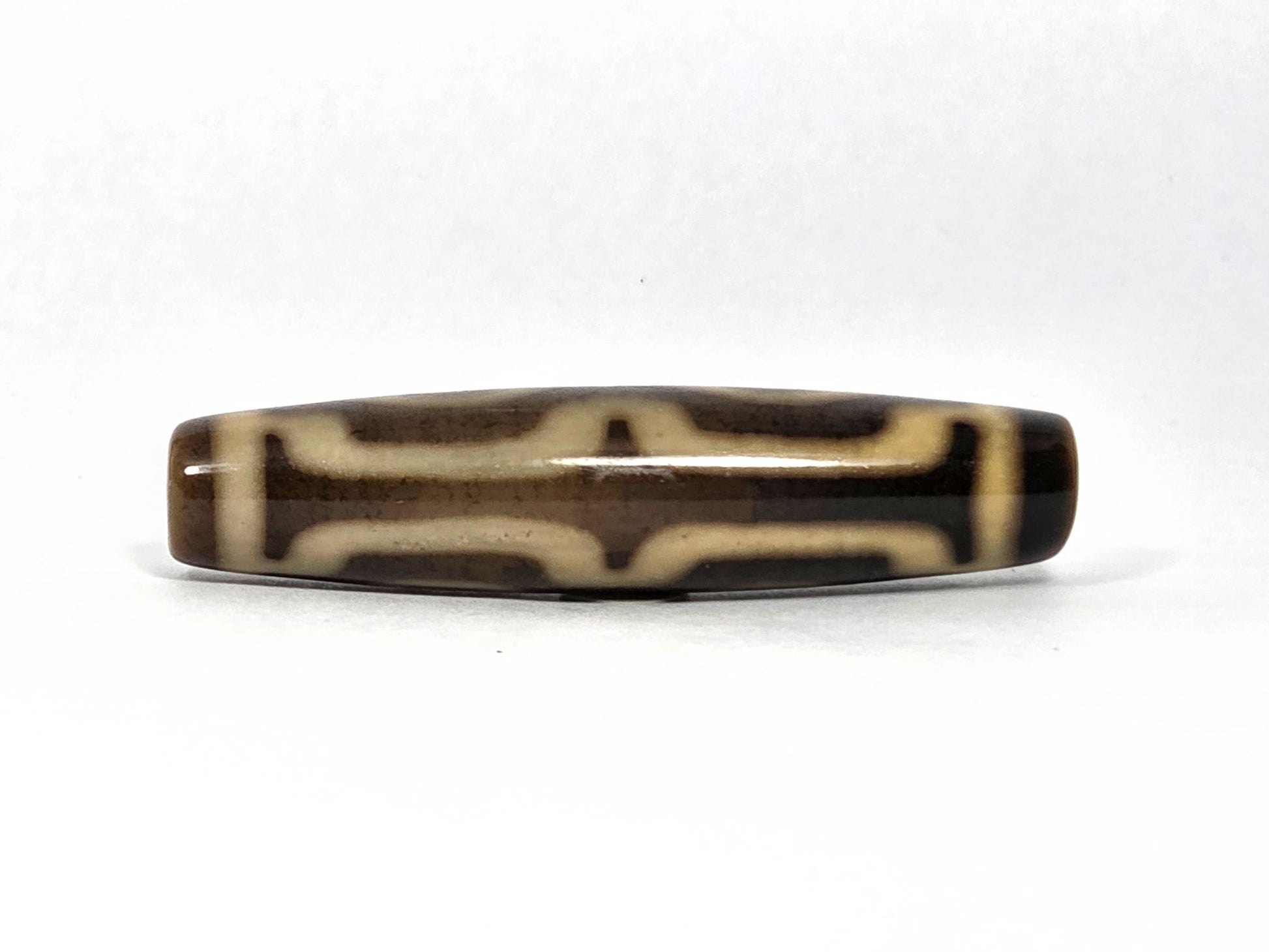 N-083126-4EV new four eye variant dzi fourth rotation geometric bar face warm brown unretouched