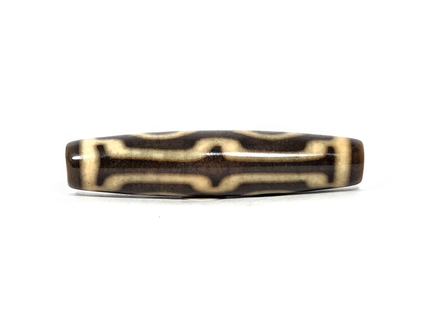N-083126-4EV2 new four eye variant dzi reverse side face bracket-bar motif dark warm brown unretouched