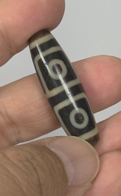 Antique Four Eye Motif Tibetan Dzi Bead (TiD-Ant-200-FoE-091425)