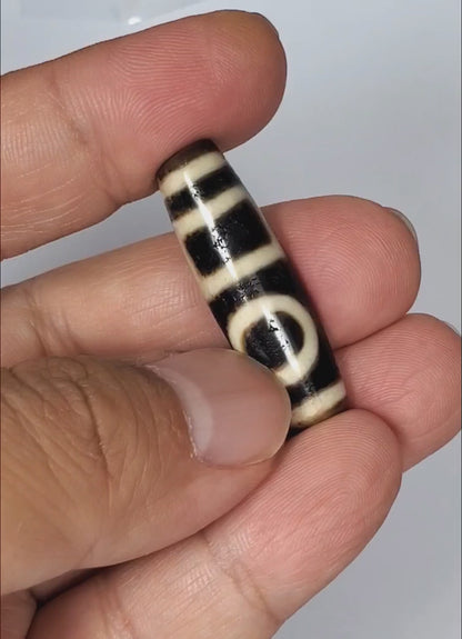 Ancient Double Heaven & Earth Motif Dzi Bead (TiD-Anc-DHE-052523) - Extremely Old