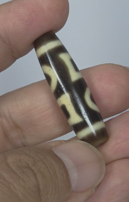 New Double Heaven & Earth Motif Taiwan Dzi Bead (090425)