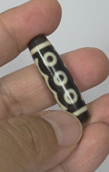 Five Eye Motif, 40.5×11.4mm, very dark brown agate (N-091025-5E)