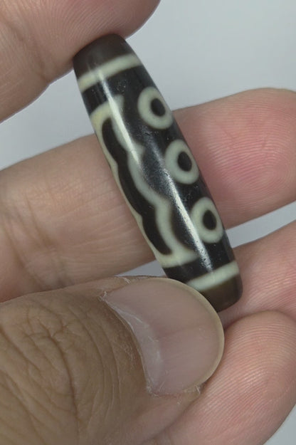 Five Eye Motif, 41.2×11.4mm, very dark brown agate (N-091125-5E2)