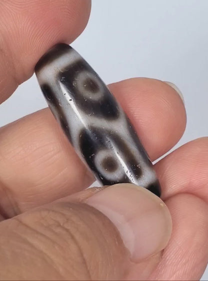 Antique Tibetan Six Eye Lotus Motif Dzi Bead with Bloodspots (TiD-Ant-B-SiEL-100724)