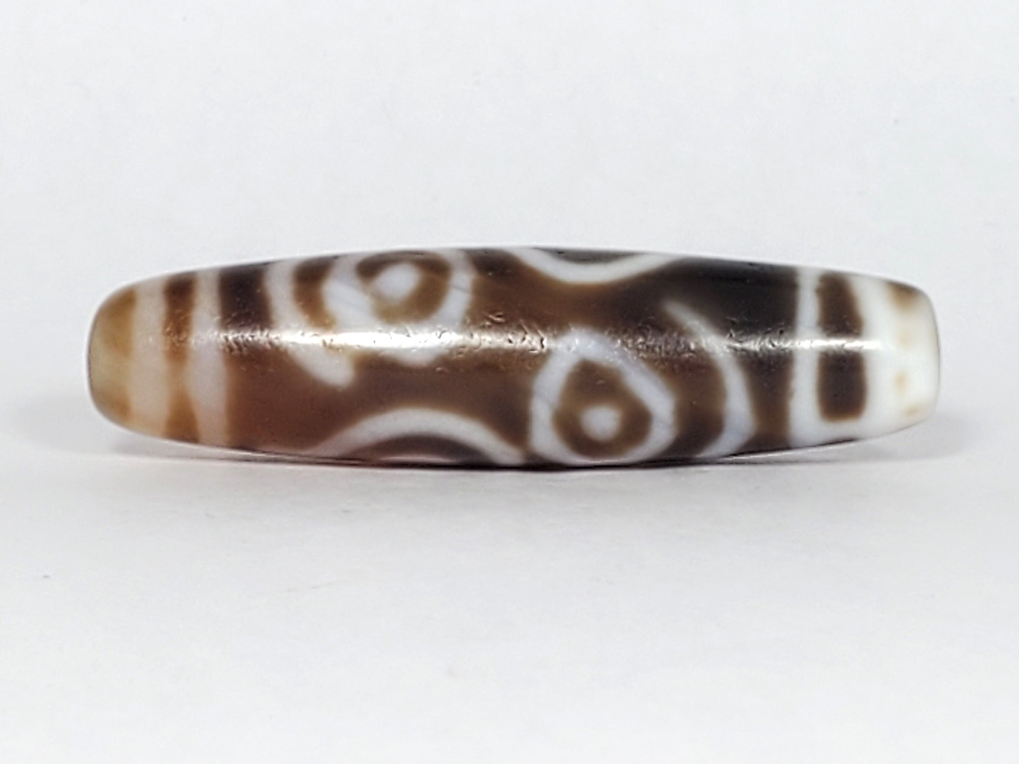 Antique Prajna Dharma Eye Motif Dzi Bead with Bloodspots (TiD-Ant-B-PDE-061623)