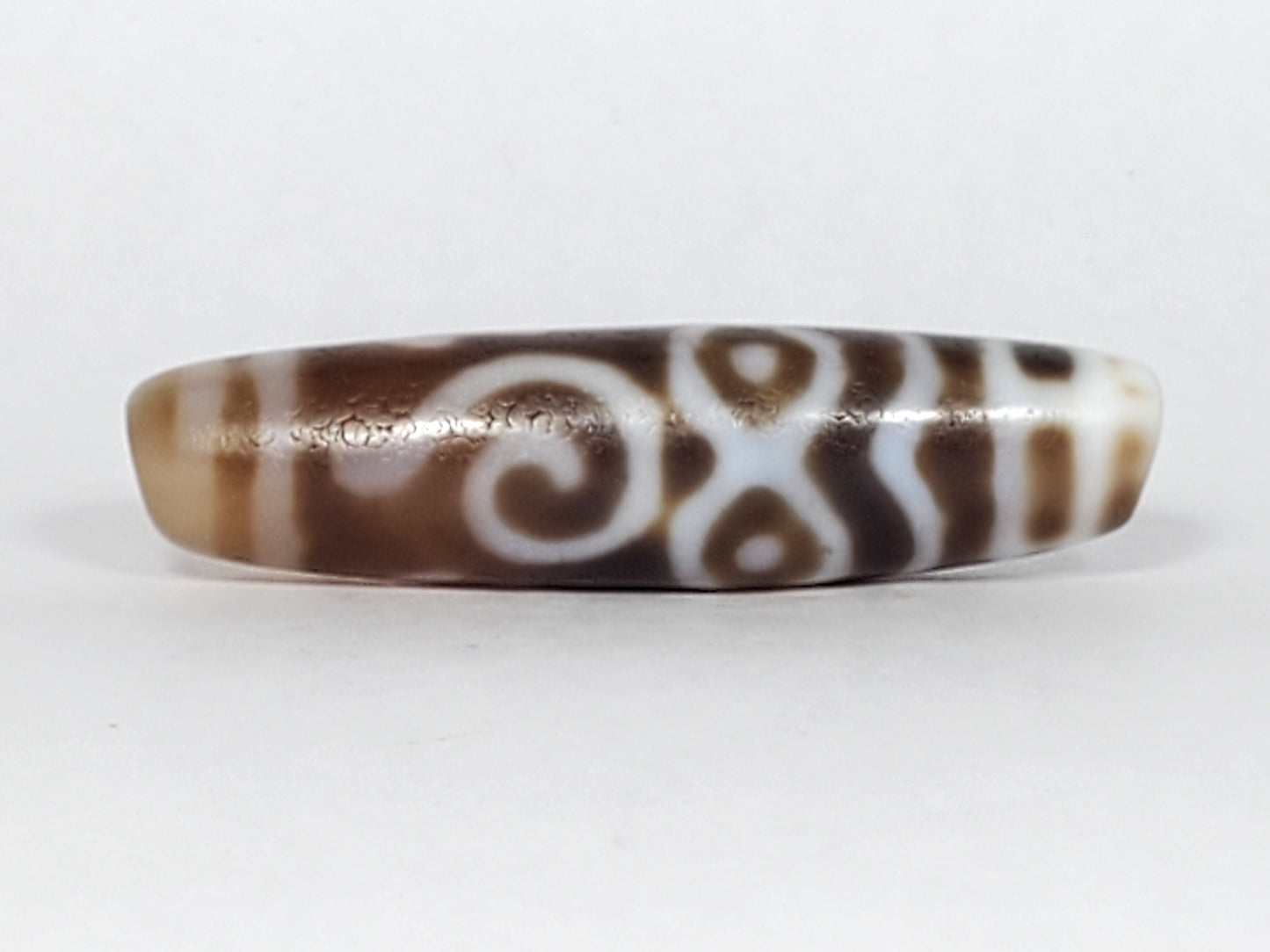 Antique Prajna Dharma Eye Motif Dzi Bead with Bloodspots (TiD-Ant-B-PDE-061623)