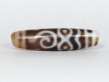 Antique Prajna Dharma Eye Motif Dzi Bead with Bloodspots (TiD-Ant-B-PDE-061623)