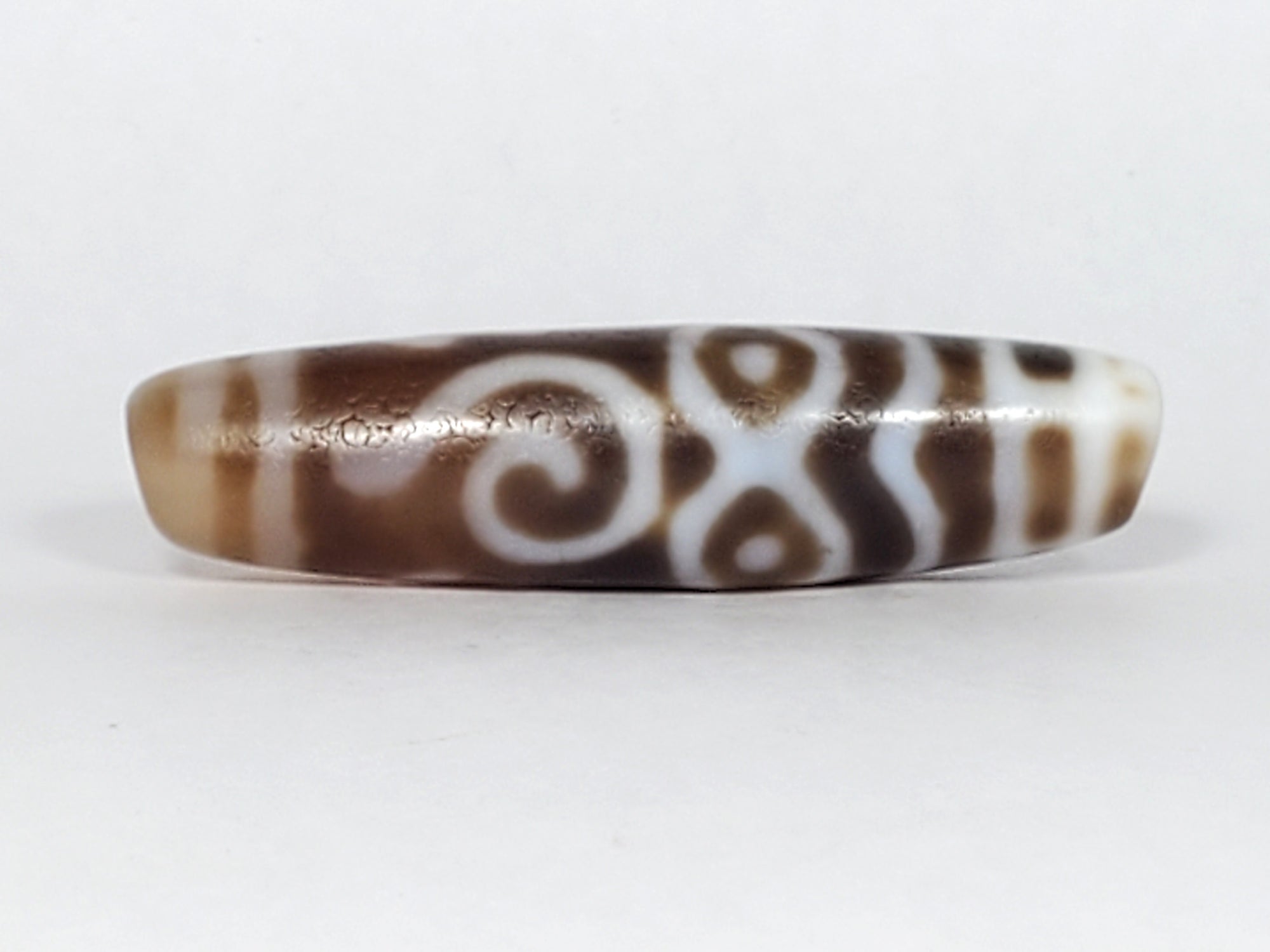 Antique Prajna Dharma Eye Motif Dzi Bead with Bloodspots (TiD-Ant-B-PDE-061623)