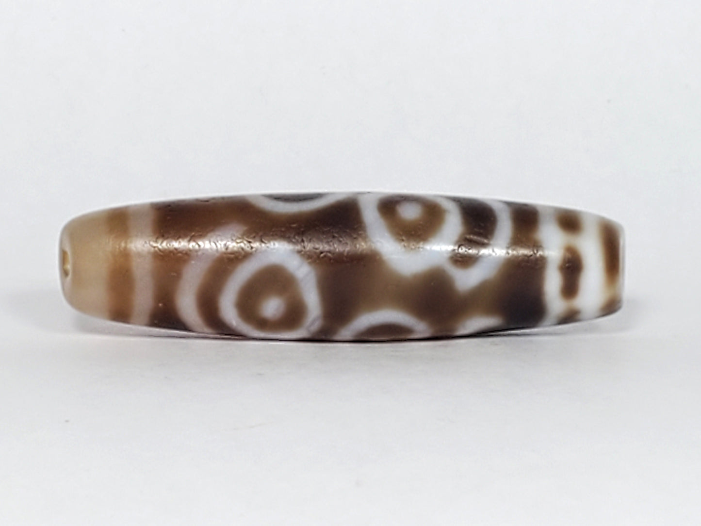 Antique Prajna Dharma Eye Motif Dzi Bead with Bloodspots (TiD-Ant-B-PDE-061623)
