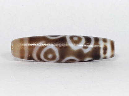 Antique Prajna Dharma Eye Motif Dzi Bead with Bloodspots (TiD-Ant-B-PDE-061623)