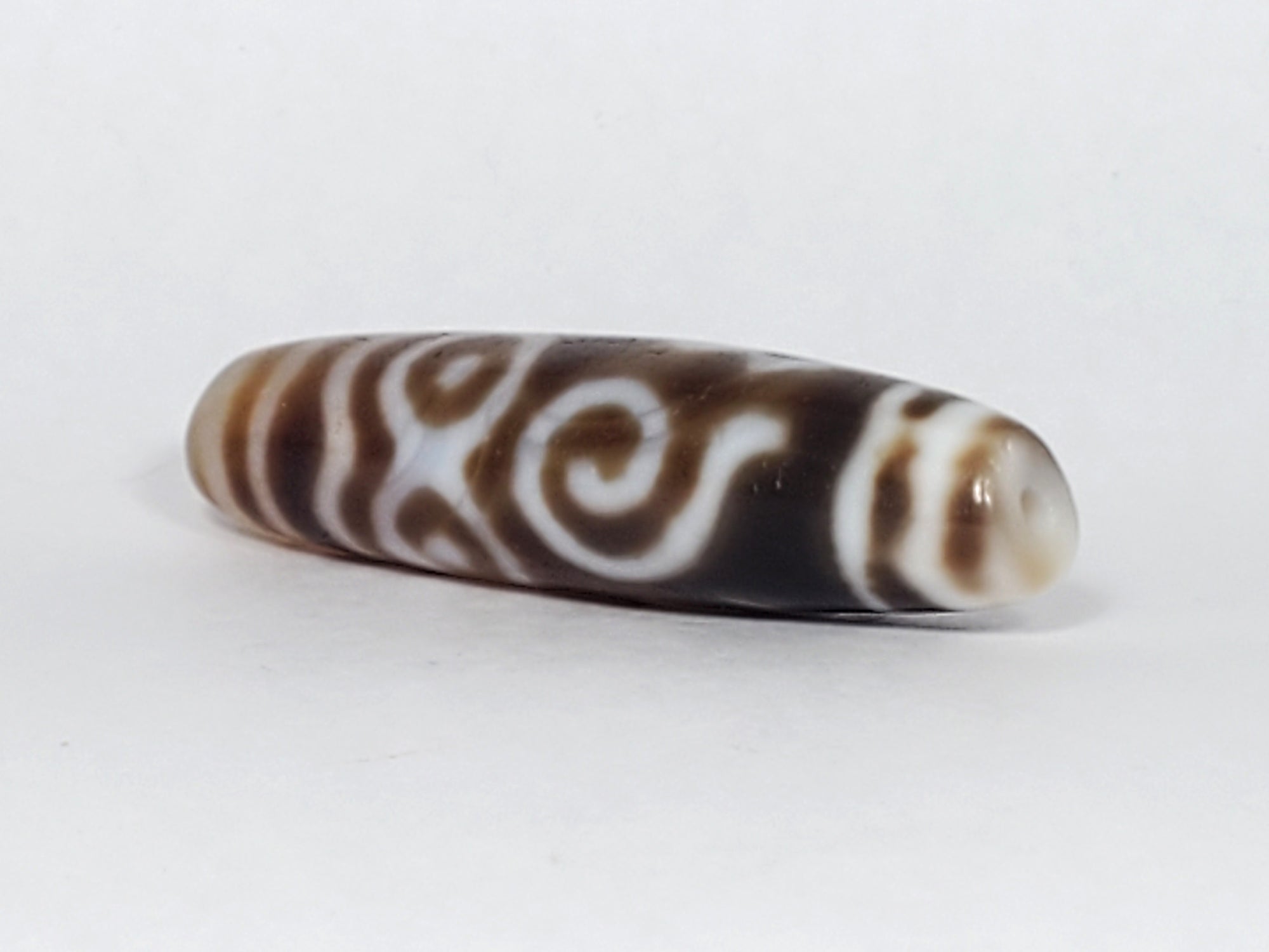 Antique Prajna Dharma Eye Motif Dzi Bead with Bloodspots (TiD-Ant-B-PDE-061623)
