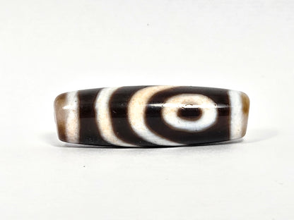 V-080426-2EVBS vintage Taiwan two eye variant dzi dark brown agate face C second eye arc composition unretouched