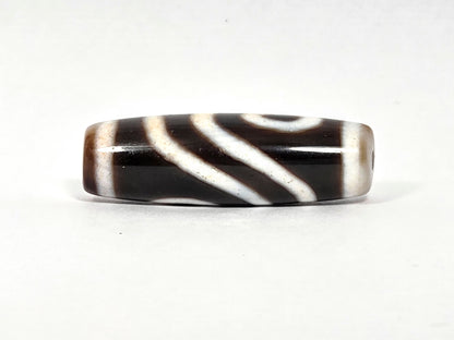 V-080426-2EVBS vintage Taiwan two eye variant dzi dark brown agate face D wave connector second side unretouched
