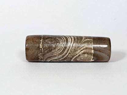 Antique Single Stripe Motif Dzi Bead - Natural Patina