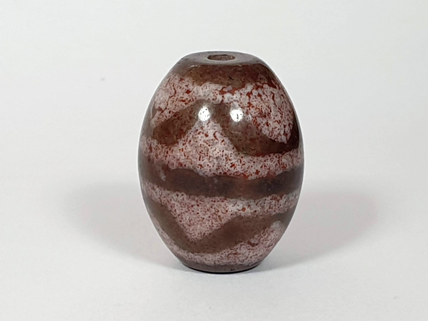 New Pair of Round Tiger Tooth Dzi Beads with Extreme Bloodspots