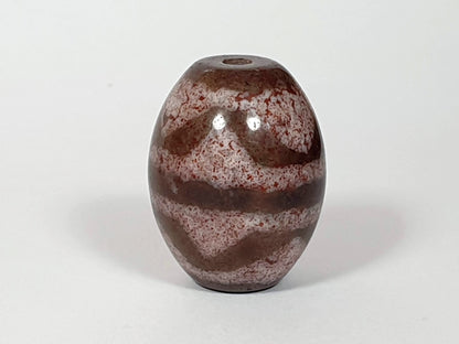 New Pair of Round Tiger Tooth Dzi Beads with Extreme Bloodspots