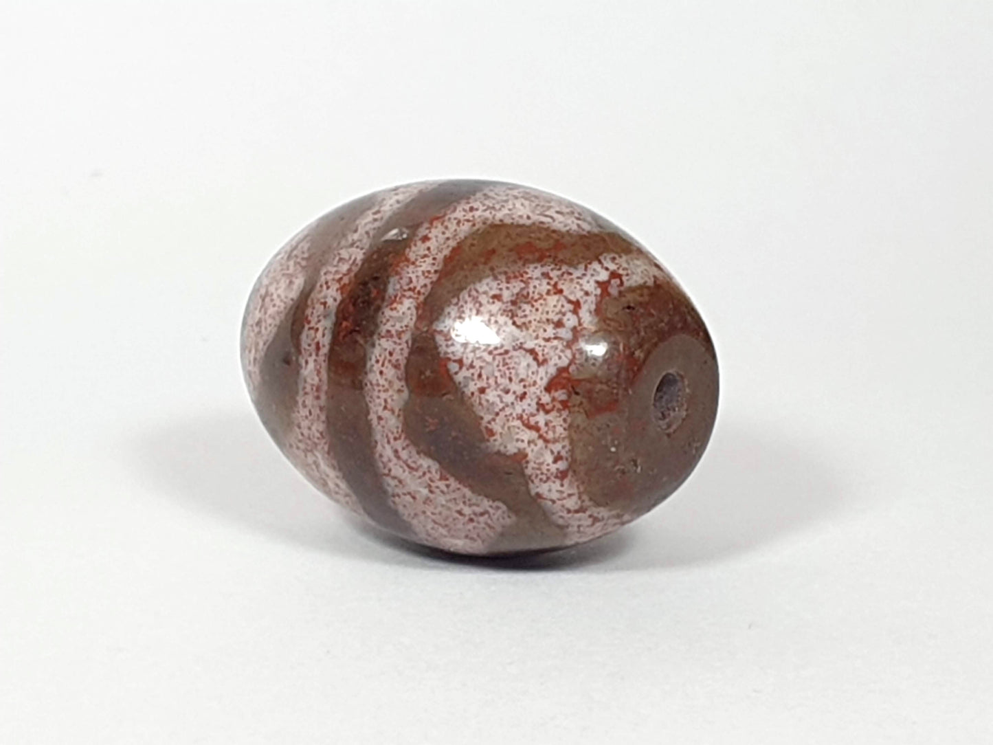 New Pair of Round Tiger Tooth Dzi Beads with Extreme Bloodspots