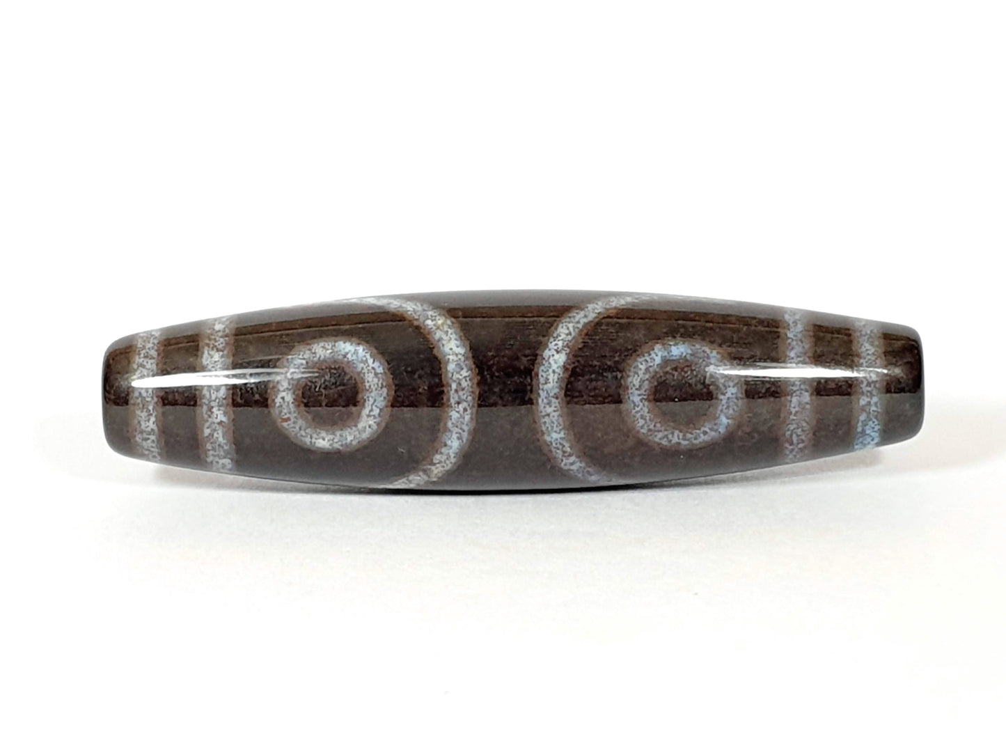 New Three Eye Motif Dzi Bead With Bloodspots