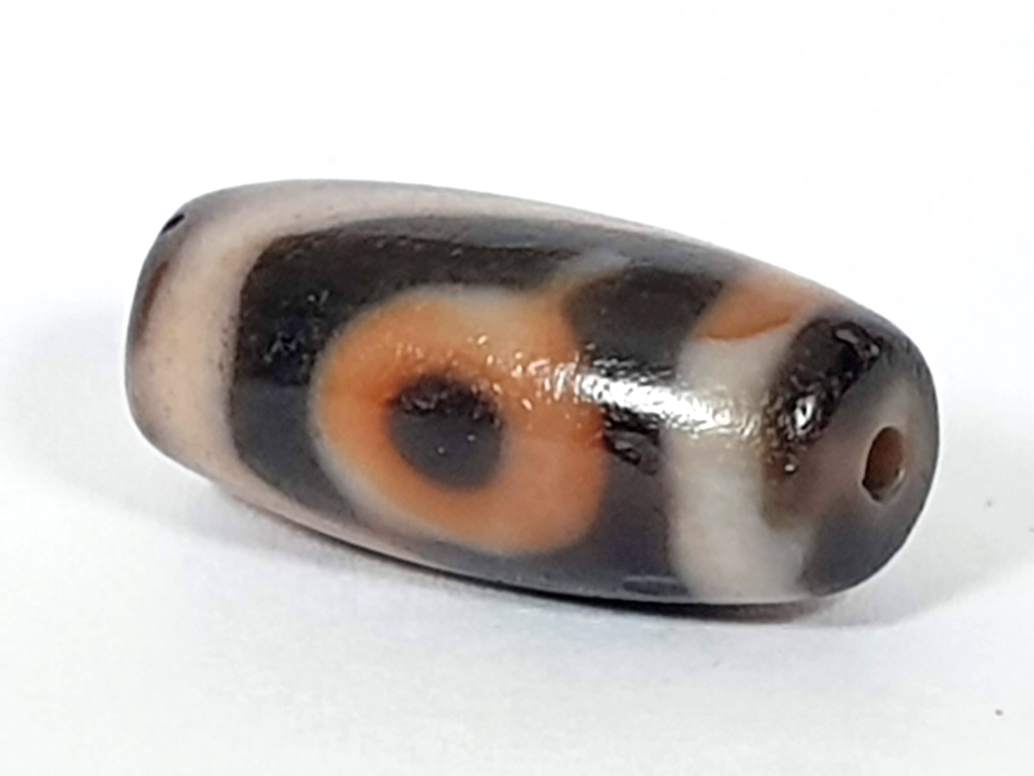 Antique Two Eye Motif Dzi Bead With Rare Bloodspots - Ancient Dzi Shop