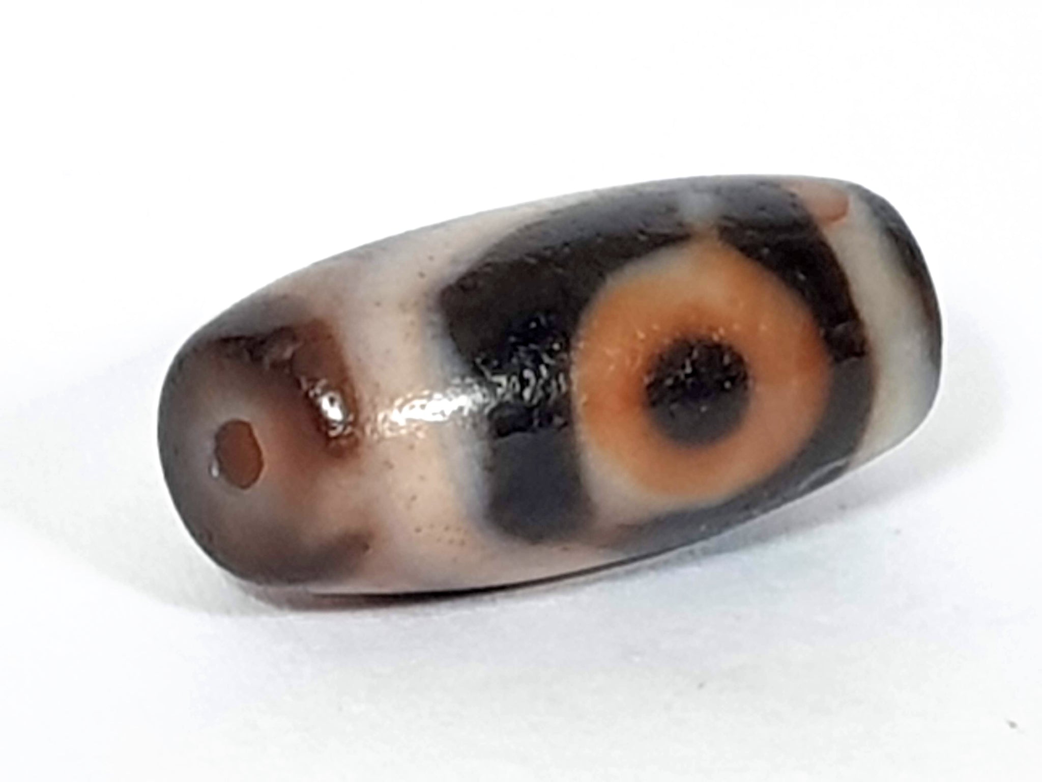 Antique Two Eye Motif Dzi Bead With Rare Bloodspots - Ancient Dzi Shop