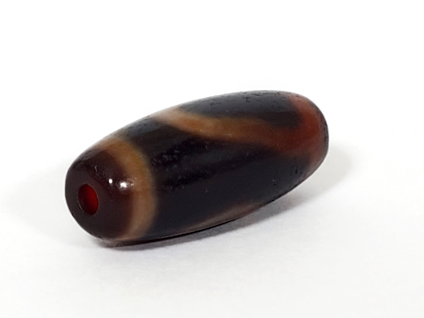 One Eye & Mountain Motif Dzi Bead With Rare Bloodspots (1)