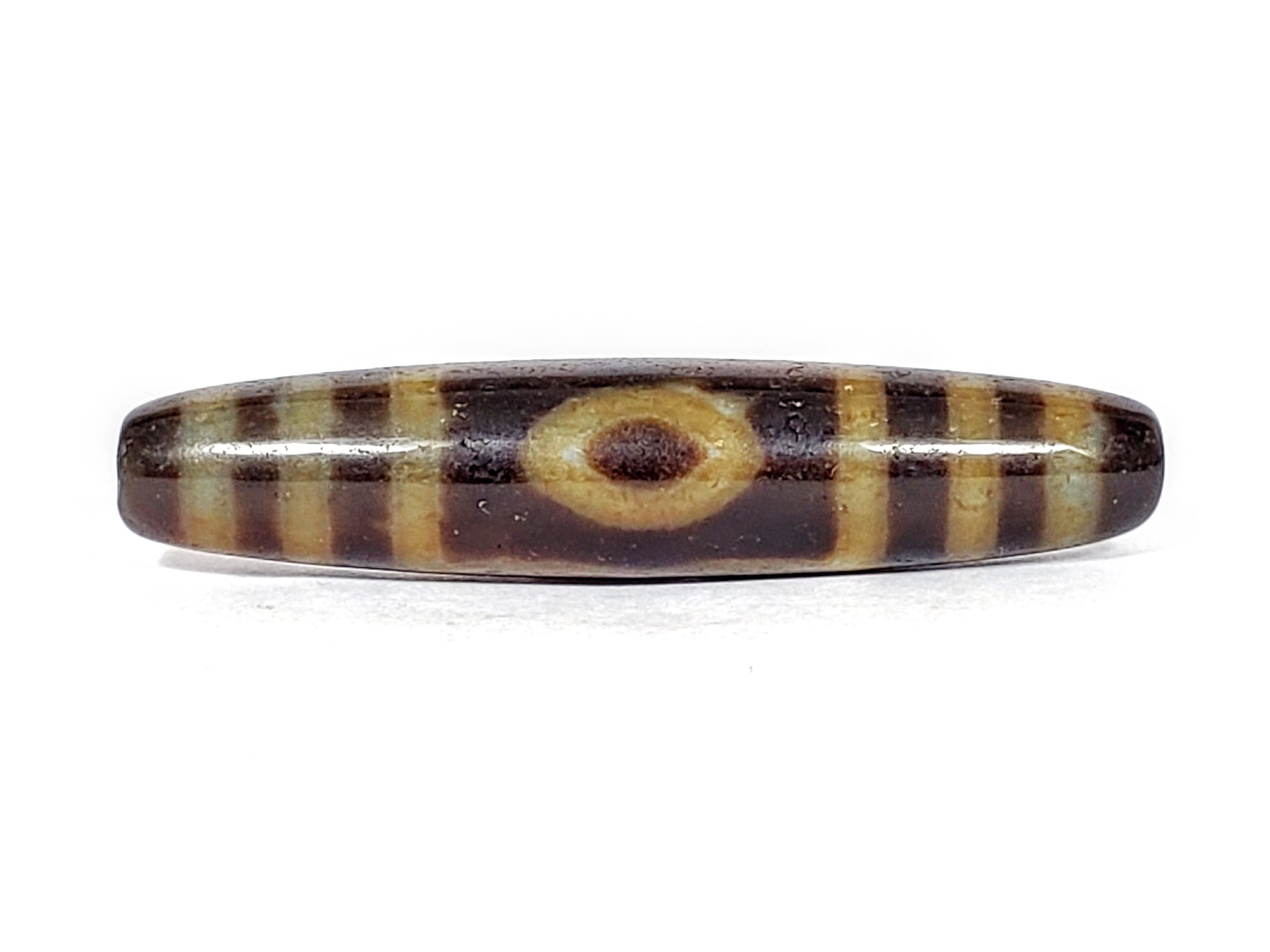 New Faux Antique Three Eye Dzi Bead - Ancient Dzi Shop