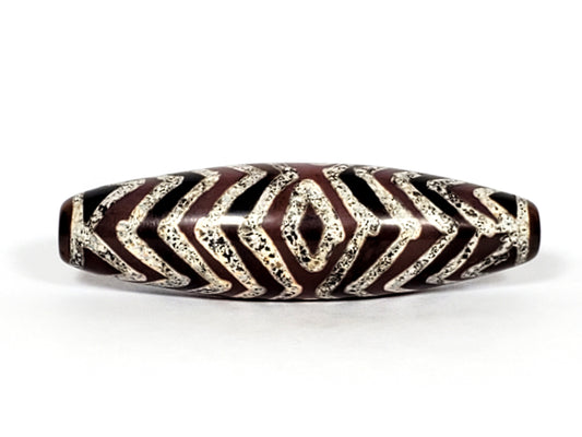 Antique Three Eye & Tiger Stripe Carnelian Motif Dzi Bead