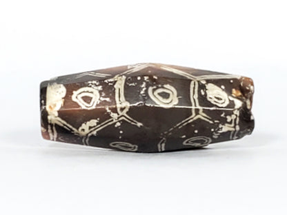 Ancient Twelve Eye Motif Dzi Bead (T1D-TwelveEye-001) - Rare Hexagon Shape