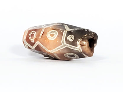 Ancient Twelve Eye Motif Dzi Bead (T1D-TwelveEye-001) - Rare Hexagon Shape