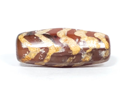 Antique Five Tiger Stripe Motif Carnelian Dzi (FTS-Ant1)