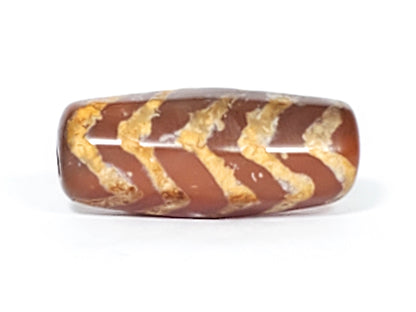 Antique Five Tiger Stripe Motif Carnelian Dzi (FTS-Ant1)